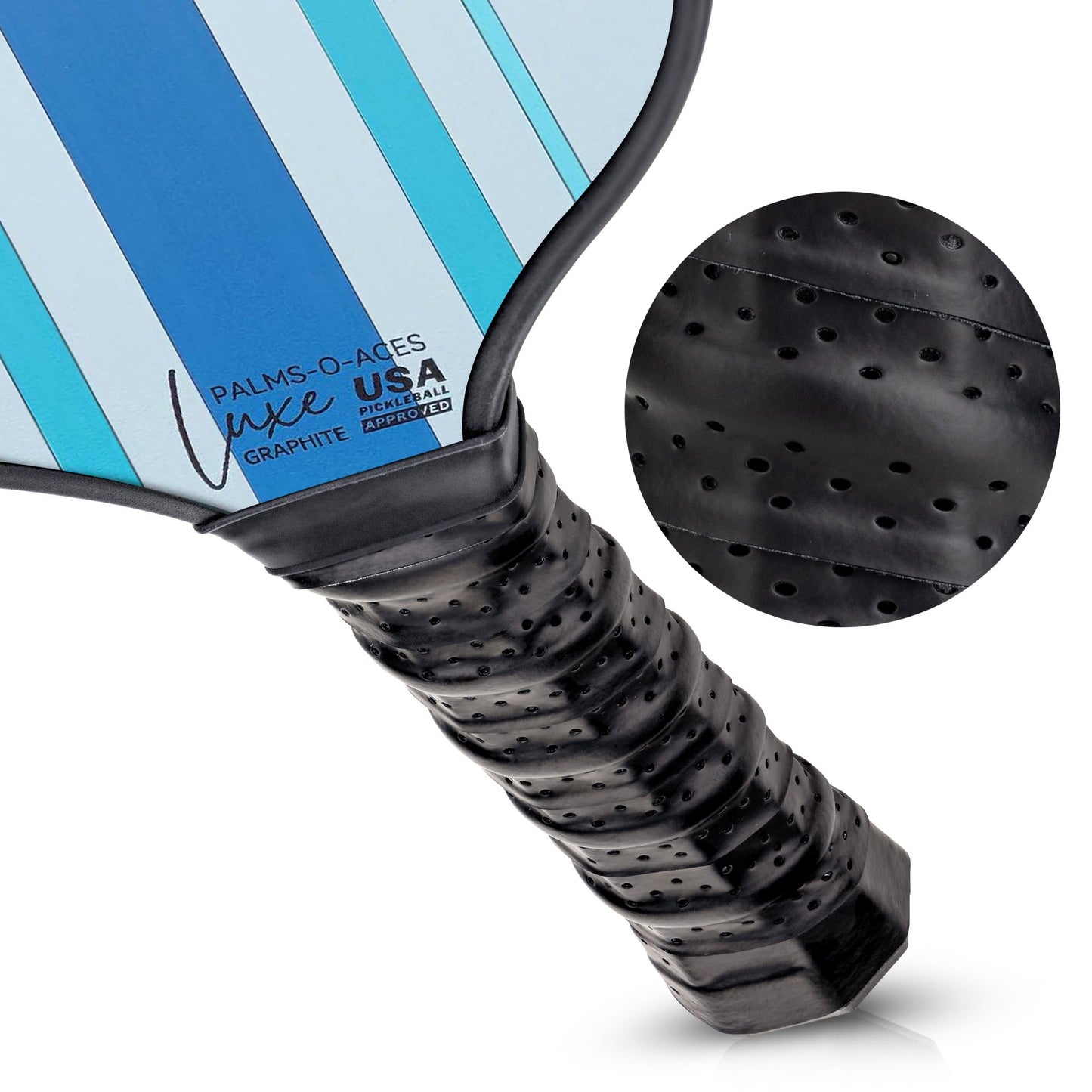 Blue Stripes USAPA Approved Graphite Pickleball Paddle with Cover - Palms - O - Aces