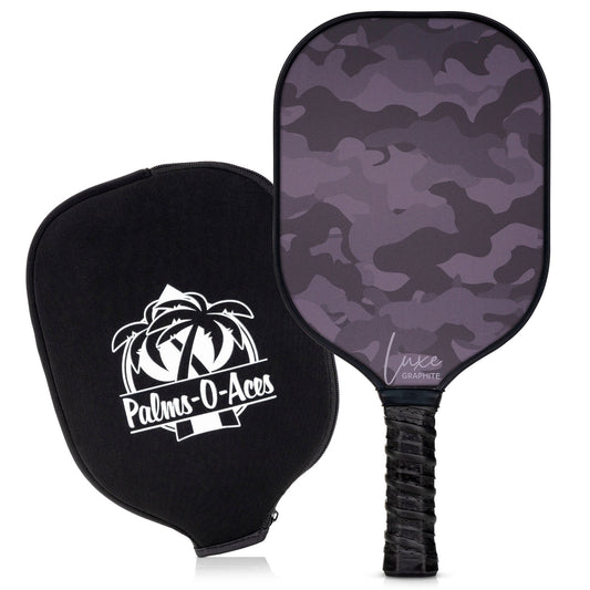 Dark Camo Luxe Graphite Pickleball Paddle with Cover - Palms-O-Aces