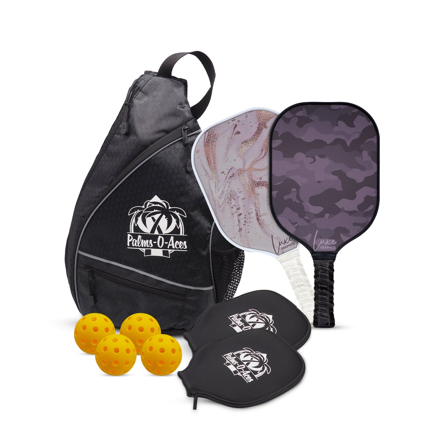 Glimmer and Grit Graphite Pickleball Paddle Set - Palms-O-Aces