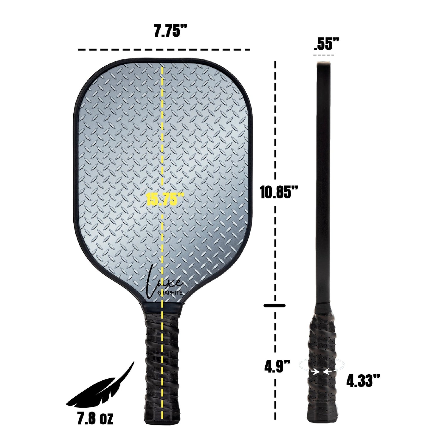 Steel Plated Luxe Graphite Pickleball Paddle with Cover