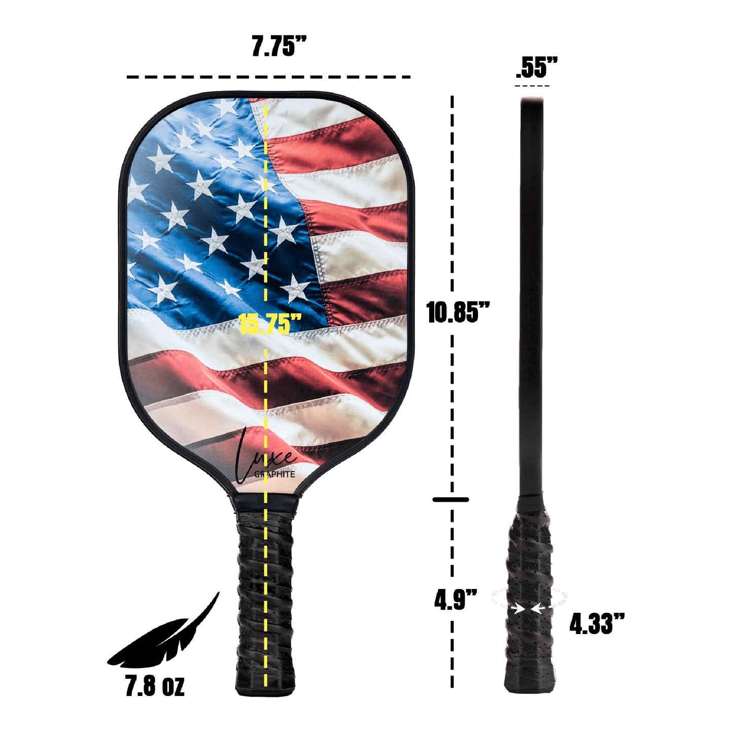 The Patriot Luxe Graphite Pickleball Paddle with Cover