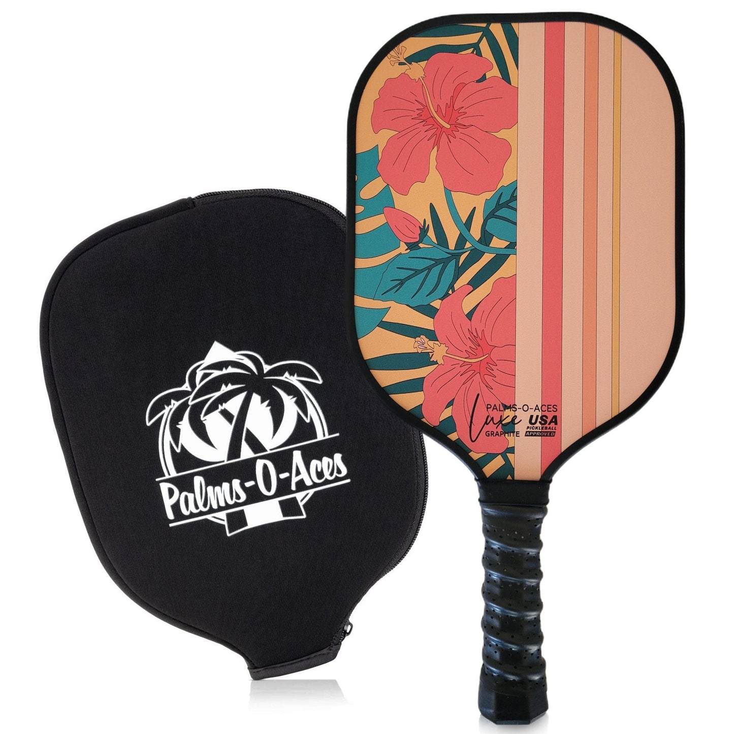 Hibiscus USAPA Approved Graphite Pickleball Paddle with Cover 2 - Palms - O - Aces