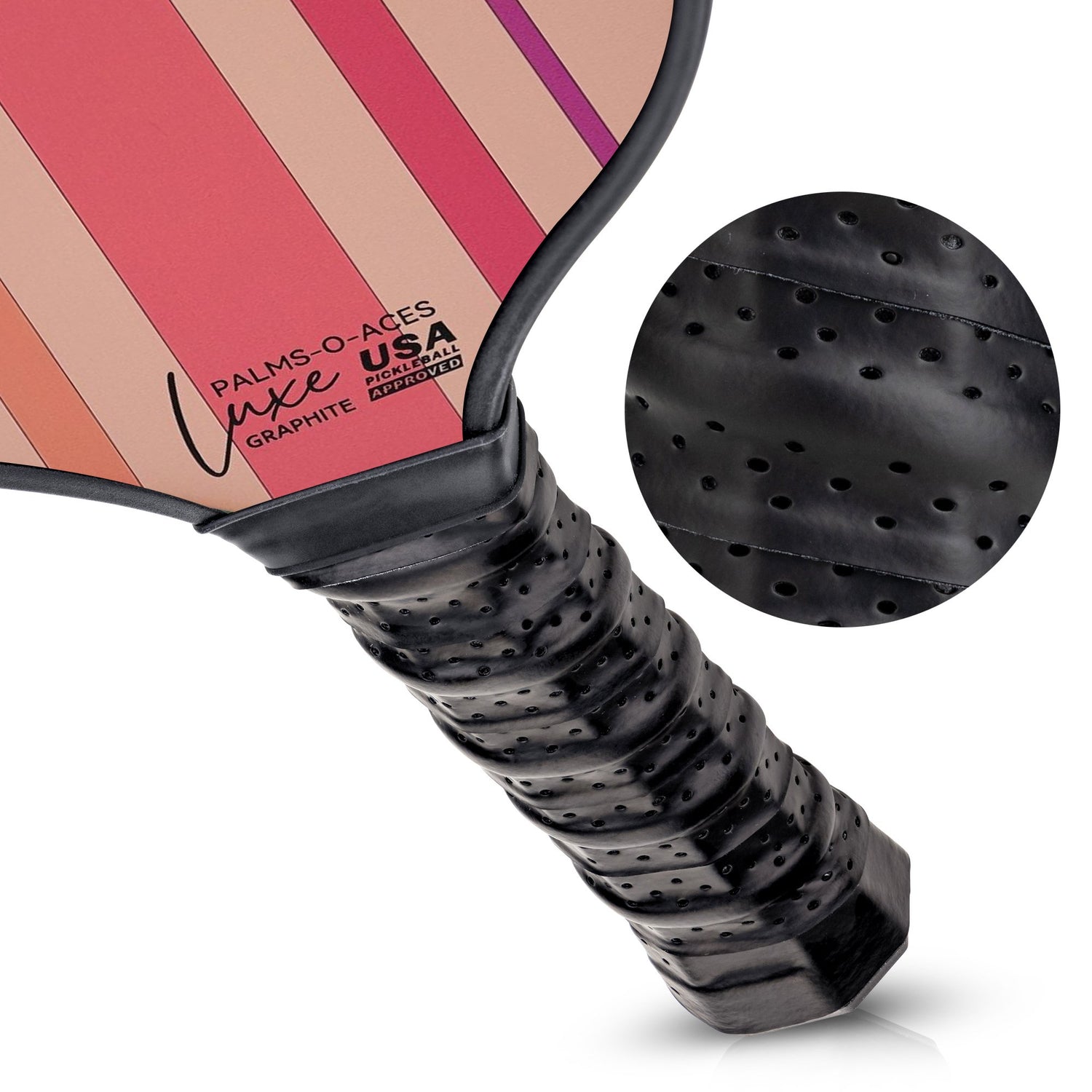 Pink Stripes USAPA Approved Graphite Pickleball Paddle with Cover - Palms - O - Aces