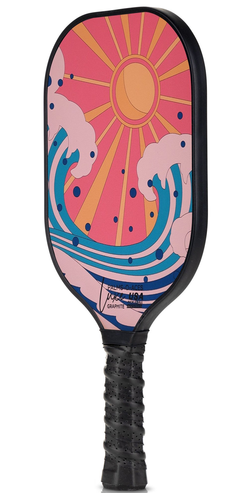 The Wave USAPA Approved Luxe Graphite Pickleball Paddle with Cover 2 - Palms - O - Aces