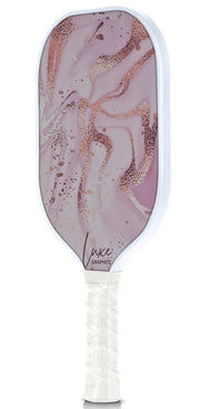 Golden Pink with White Luxe Graphite Pickleball Paddle with Cover - Palms-O-Aces
