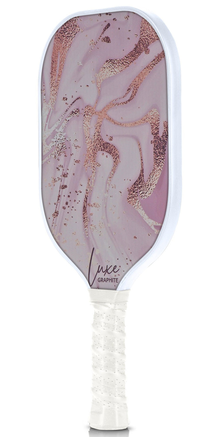 Golden Pink with White Luxe Graphite Pickleball Paddle with Cover - Palms-O-Aces