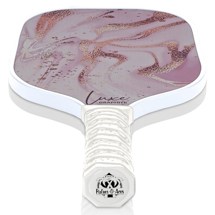 Golden Pink with White Luxe Graphite Pickleball Paddle with Cover - Palms-O-Aces