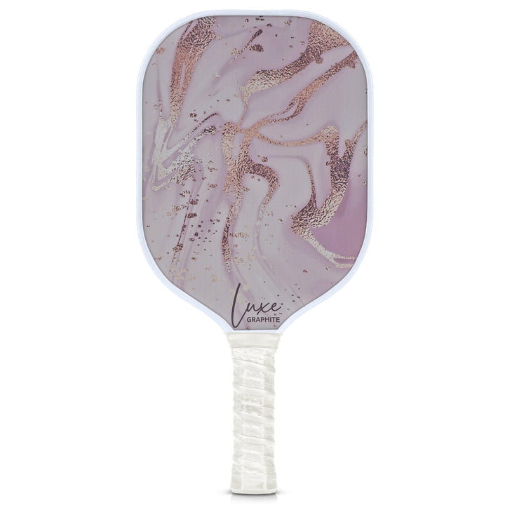 Golden Pink with White Luxe Graphite Pickleball Paddle with Cover - Palms-O-Aces