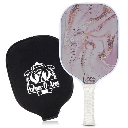 Golden Pink with White Luxe Graphite Pickleball Paddle with Cover - Palms-O-Aces