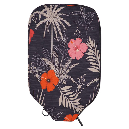 Hibiscus on Charcoal Pickleball Paddle Cover - Elongated - Palms-O-Aces
