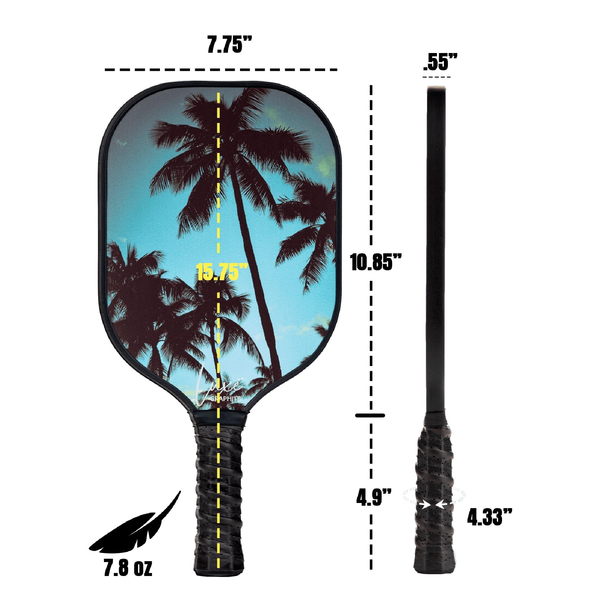 The Palms Luxe Graphite Pickleball Paddle with Cover by Palms-O